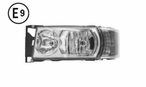FARO SINISTRO MANUALE ALOGENO LUCE DIURNA BASE CROMATA SENZA LAMPADINA (LED-H1-H21W-H7) OMOLOGATO E9