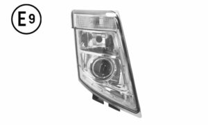 FARO DESTRO ELETTRICO SENZA MOTORE BASE CROMATA SENZA LAMPADINA (H7-PY21W-LED) OMOLOGATO E9