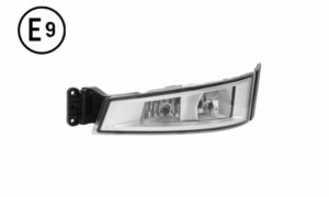 FARO FENDINEBBIA SINISTRO BASE CROMATA CORNICE NERA CON LUCE SUPPLEMENTARE SENZA LAMPADINA (H7-H1) OMOLOGATO E9.