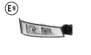 FARO FENDINEBBIA DESTRO BASE CROMATA CORNICE NERA CON LUCE SUPPLEMENTARE SENZA LAMPADINA (H7-H1) OMOLOGATO E9.