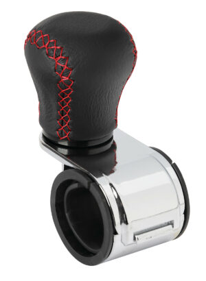 Revolve, pomello volante in pelle con cuciture rosse, staffa cromata