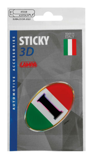 Sticky 3D - Ovale tricolore Italia, 1 pz - 61x46 mm - immagine 2