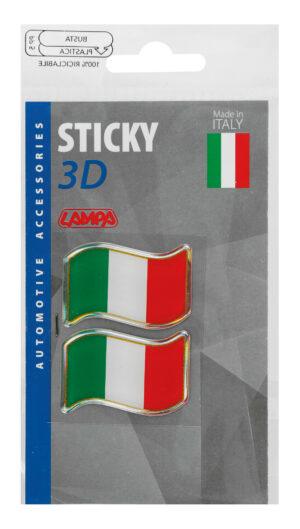 Sticky 3D - Bandiera Italia al vento, 2 pz - 40x27 mm - immagine 2