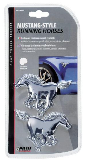 Emblema 3D cromato - 2 Horses - immagine 2