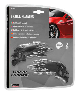 Emblema 3D cromato - 2 Skulls - immagine 2