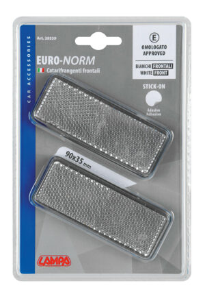 Euro-Norm, catarifrangenti rettangolari - 90x35 mm - Bianco - immagine 2