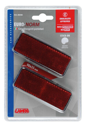 Euro-Norm, catarifrangenti rettangolari - 90x35 mm - Rosso - immagine 2