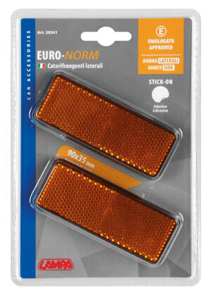 Euro-Norm, catarifrangenti rettangolari - 90x35 mm - Arancio - immagine 2