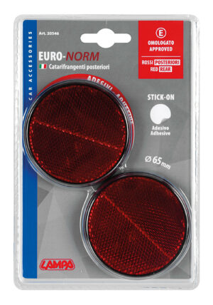 Euro-Norm, catarifrangenti rotondi - Ø 65 mm - Rosso - immagine 2