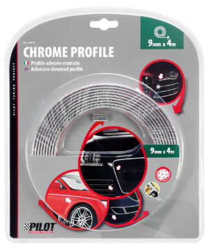 Profilo adesivo cromato - 4 m - 9 mm