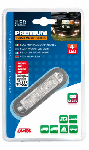 Luce a 4 led, montaggio ad incasso, 12/24V - Bianco - immagine 5