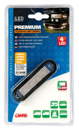 Luce a 4 led, montaggio ad incasso, 12/24V - Arancio - immagine 4