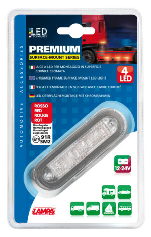 Luce a 4 led, montaggio superficie, 12/24V - Bianco - immagine 5