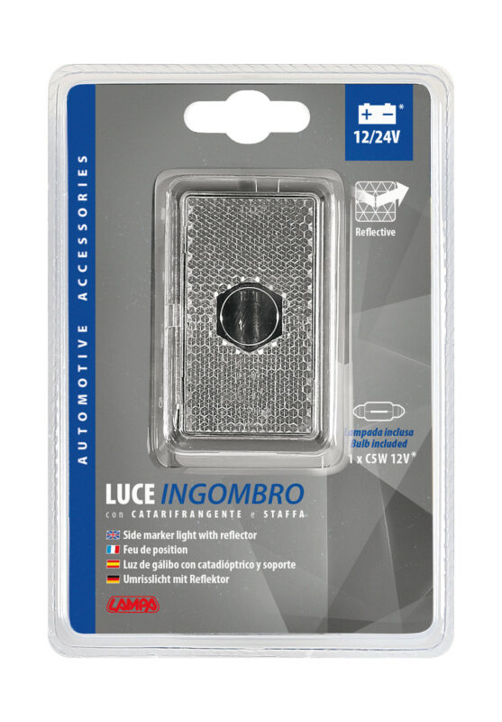 Luce ingombro con catarifrangente e staffa, 12/24V - Bianco - immagine 3