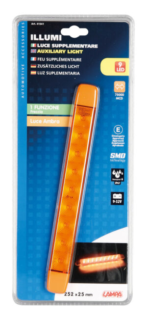 Illumi, luce ingombro a 9 Led, montaggio in superficie, 12/24V - Arancio - 1 funzione - immagine 5