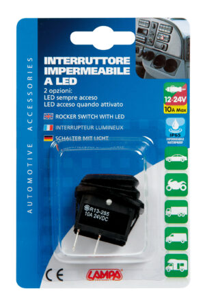 Interruttore impermeabile con spia a Led - 12/24V - Rosso - immagine 3