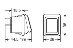 Interruttore impermeabile con spia a Led - 12/24V - Rosso - immagine 2