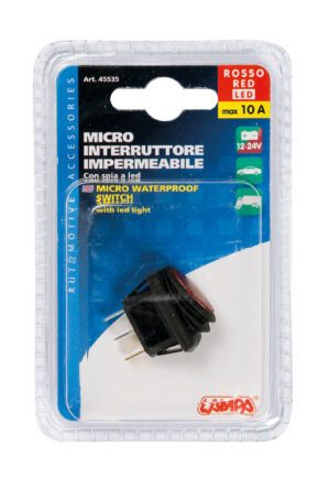 Micro interruttore impermeabile con spia a Led - 12/24V - Rosso - immagine 3