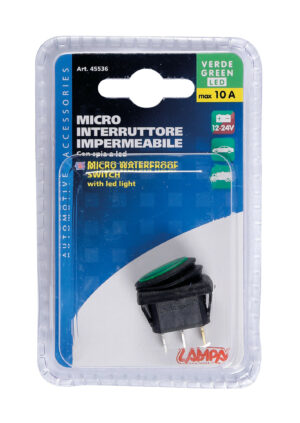 Micro interruttore impermeabile con spia a Led - 12/24V - Verde - immagine 3