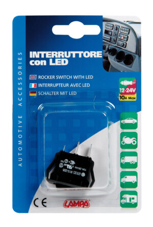 Micro interruttore con spia a Led - 12/24V - Verde - immagine 3