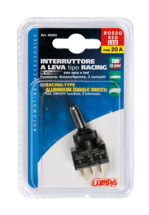 Interruttore a leva tipo Racing, in alluminio con spia a Led -  12/24V - Rosso -  20A - immagine 3