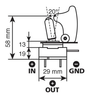Interruttore a leva con sicura, in alluminio con spia a Led -  12/24V - Rosso -  20A - immagine 3