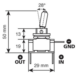 Interruttore a leva, in alluminio con spia a Led -  12/24V - Verde -   20A - immagine 2