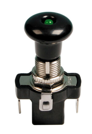 Interruttore tira-spingi con spia a Led - 12/24V - Verde - 10A