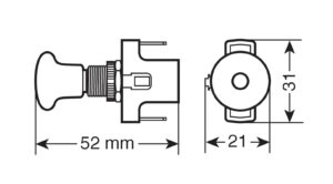 Interruttore tira-spingi con spia a Led - 12/24V - Blu - 10A - immagine 2