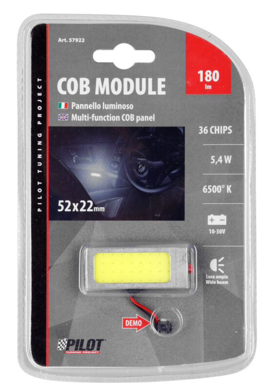 10-30V Mega-Led - Pannello COB 36 chips - 60x20 mm - 2,4W - 1 pz - D/Blister - Bianco - immagine 4