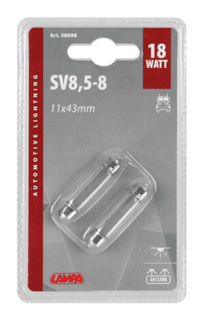 24V Lampada siluro - 11x43 mm - 18W - SV8,5-8 - 2 pz - D/Blister - immagine 3