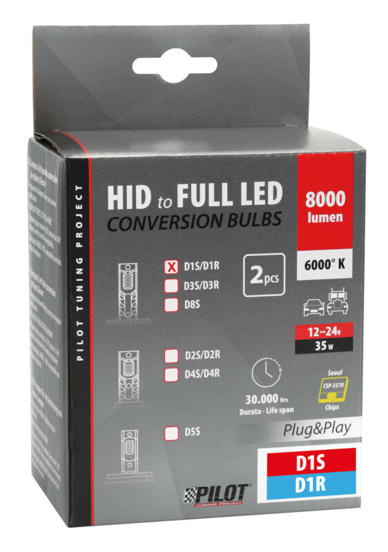 12-24V Lampade a Led per conversione fari Xenon - (D1S-D1R) - 35W - 2 pz - Scatola - immagine 3