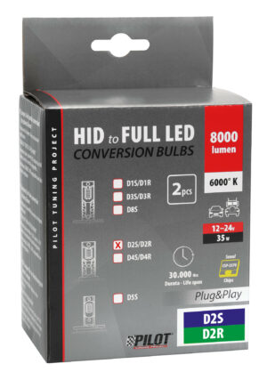 12-24V Lampade a Led per conversione fari Xenon - (D2S-D2R) - 35W - 2 pz  - Scatola - immagine 3