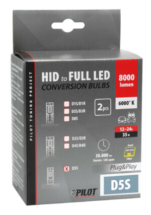 12-24V Lampade a Led per conversione fari Xenon - (D5S) - 35W - 2 pz - Scatola - immagine 3
