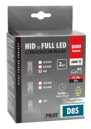 12-24V Lampade a Led per conversione fari Xenon - (D8S) - 35W - 2 pz - Scatola - immagine 3