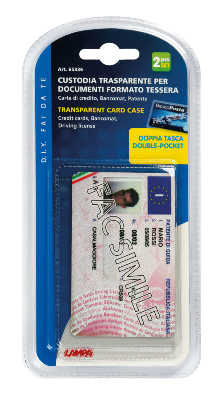 Custodia morbida trasparente per documenti formato tessera, set 2 pz - immagine 2