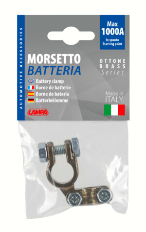 Morsetto batteria rinforzato; fissaggio cavo a piastrina - max cavo Ø 35 mm² - Polo negativo - immagine 2