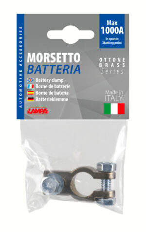 Morsetto batteria rinforzato; fissaggio cavo a capocorda su vite - foro capocorda Ø 8 mm - Polo positivo - immagine 2