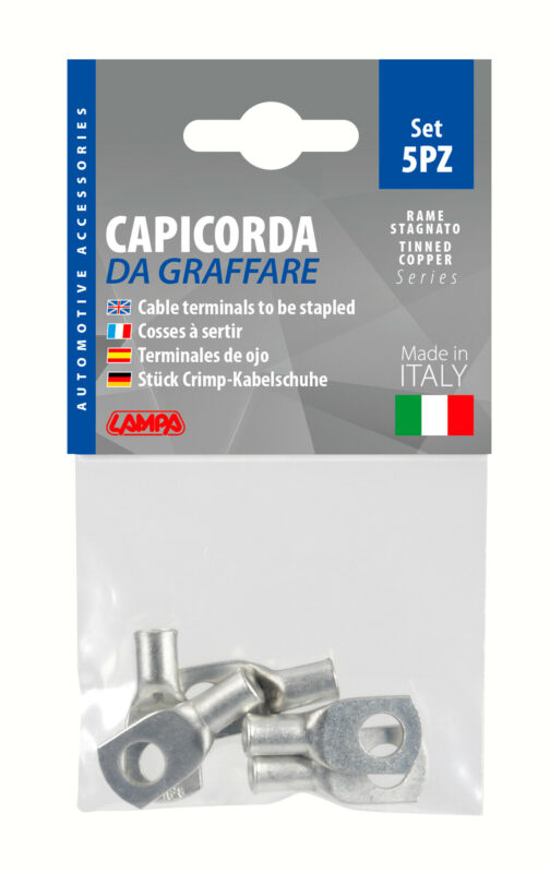 Set 5 pz capicorda da graffare in rame stagnato - sezione 16 mm² - foro 8 mm - immagine 3