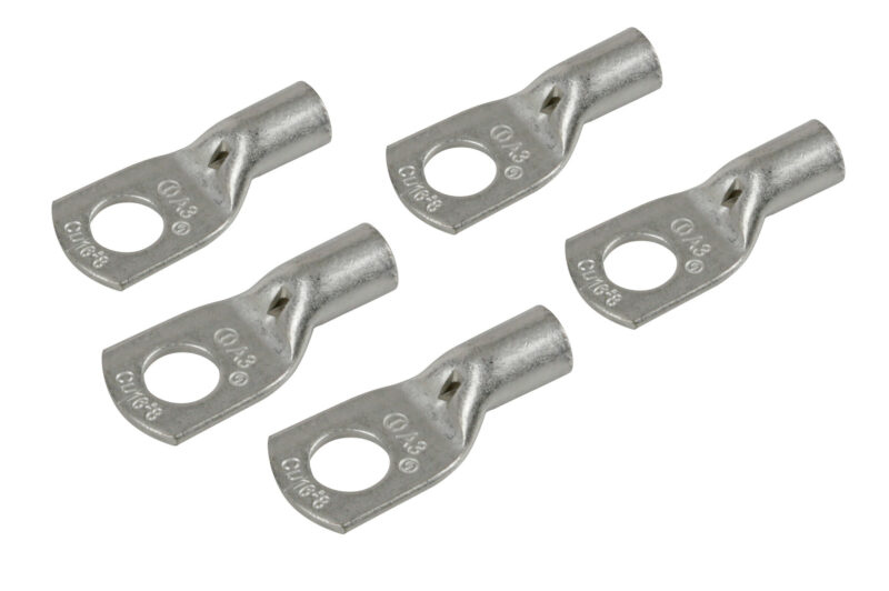 Set 5 pz capicorda da graffare in rame stagnato - sezione 16 mm² - foro 8 mm