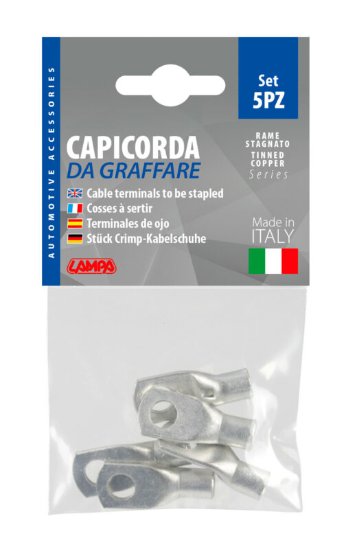 Set 5 pz capicorda da graffare in rame stagnato - sezione 25 mm² - foro 8 mm - immagine 3