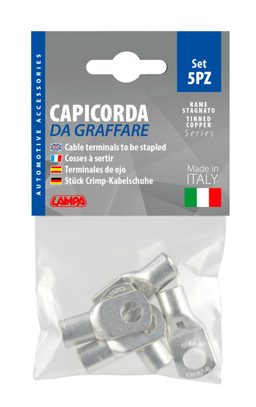 Set 5 pz capicorda da graffare in rame stagnato - sezione 35 mm² - foro 8 mm - immagine 3