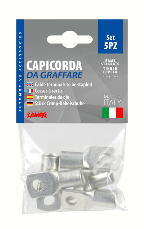 Set 5 pz capicorda da graffare in rame stagnato - sezione 50 mm² - foro 8 mm - immagine 3