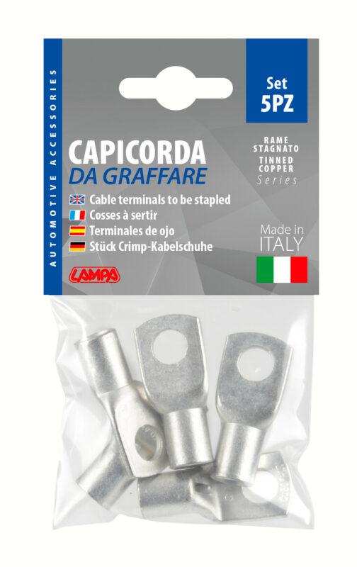 Set 5 pz capicorda da graffare in rame stagnato - sezione 50 mm² - foro 10 mm - immagine 3