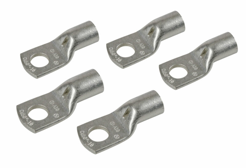 Set 5 pz capicorda da graffare in rame stagnato - sezione 50 mm² - foro 10 mm