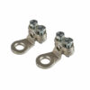 Set 2 pz capicorda di potenza in ottone nichelato, con fissaggio cavo a piastrina - Sezione 16 mm², foro 8 mm
