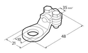 Set 2 pz capicorda di potenza in ottone nichelato, con fissaggio cavo a piastrina - Sezione 35 mm², foro 10 mm - immagine 2