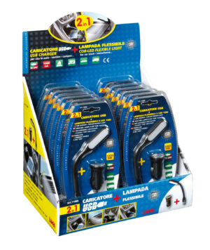 Lampada flessibile a LED COB + caricatore USB 12/24V - Display 12 pz
