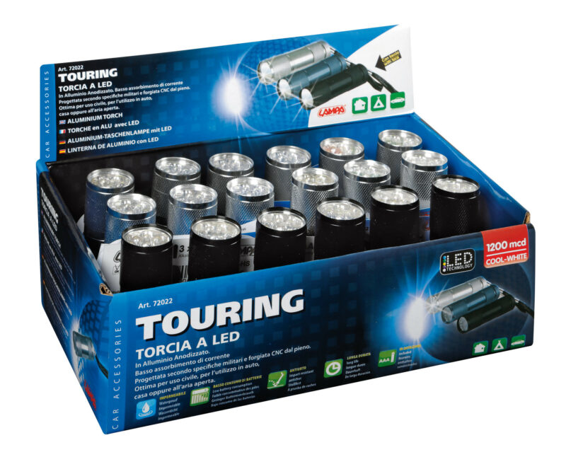 Touring, torcia a 9 Led, 1200 Mcd - Display 18 pz