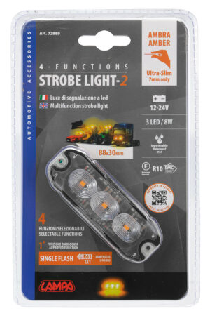 Luce di segnalazione multifunzione a 3 Led, 12/24V - 88x30 mm - Arancio - immagine 4